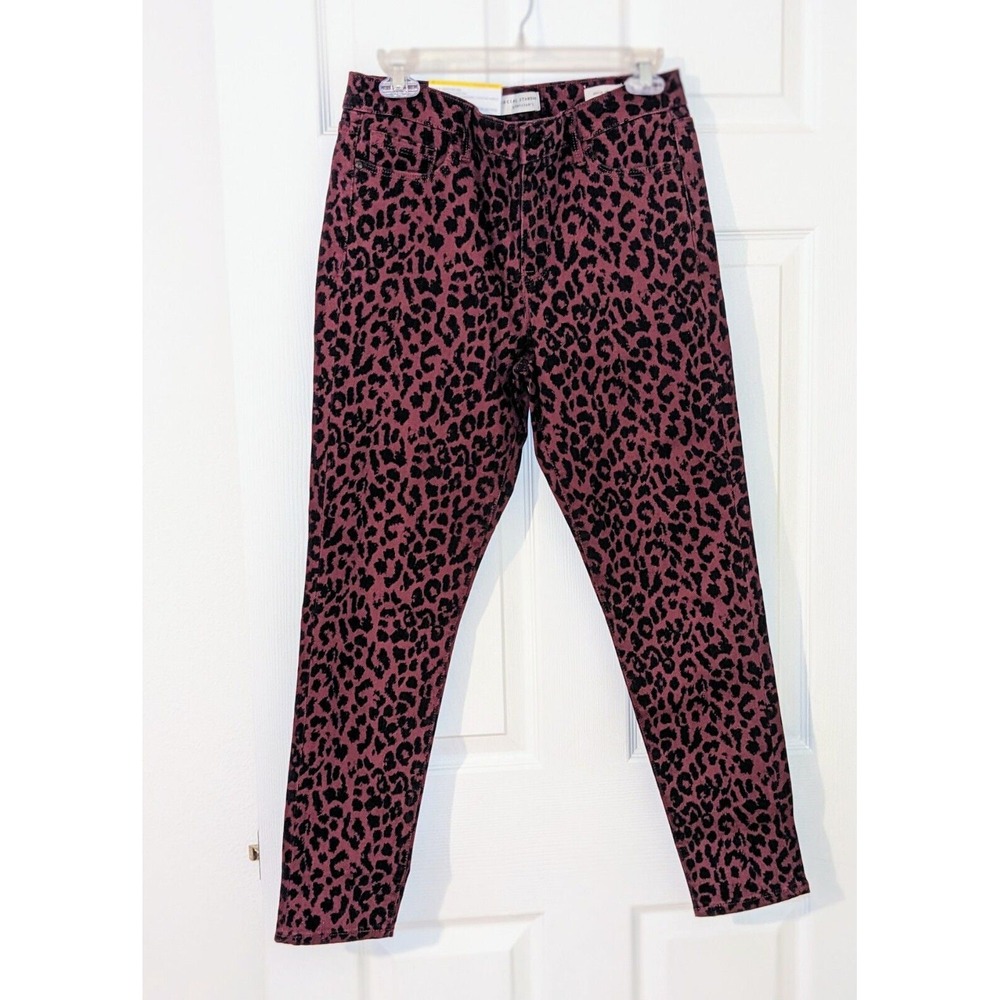 Sanctuary Social Standard Womens Ankle Skinny Mid Rise Leopard Print Jeans 8 NWT